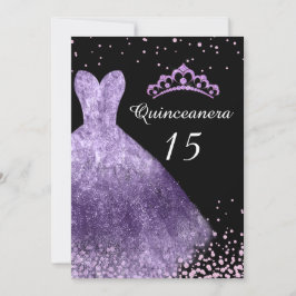 Convite 15 de Quinceanera, palhaço de vestido roxo