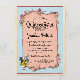 Convite 15 Quinceanera Party Wonderland Rabbit Invite