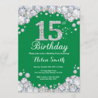 15o Diamante verde e de prata do aniversário