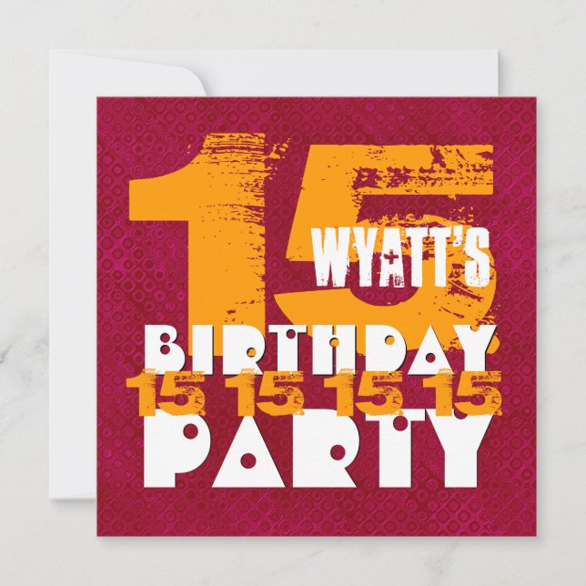 Convite 15o Grunge Z15A do adolescente de 15 anos da festa (Frente)