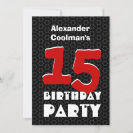 Convite 15o O branco preto adolescente moderno do