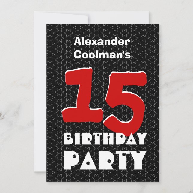Convite 15o O branco preto adolescente moderno do (Frente)