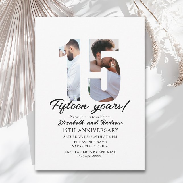 Convite 15th Anniversary with Photo Minimalist (Criador carregado)