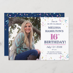 Convite 16ª celebração de Festas de aniversário com foto
