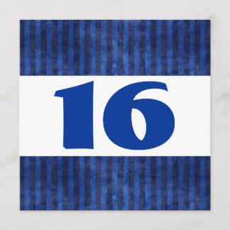 Convite 16ª Festa de aniversário Blue Stripes Modern W864