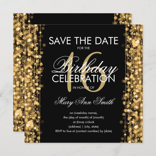 Convite 16ª Festa de aniversário "Salvar a data" retorna D (Frente/Verso)