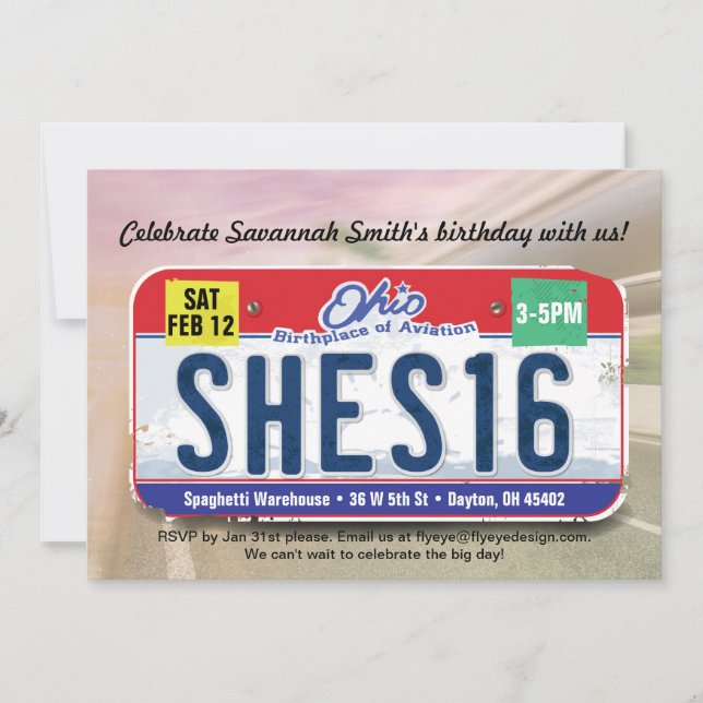 Convite 16º Aniversário da Licença em Ohio (Frente)