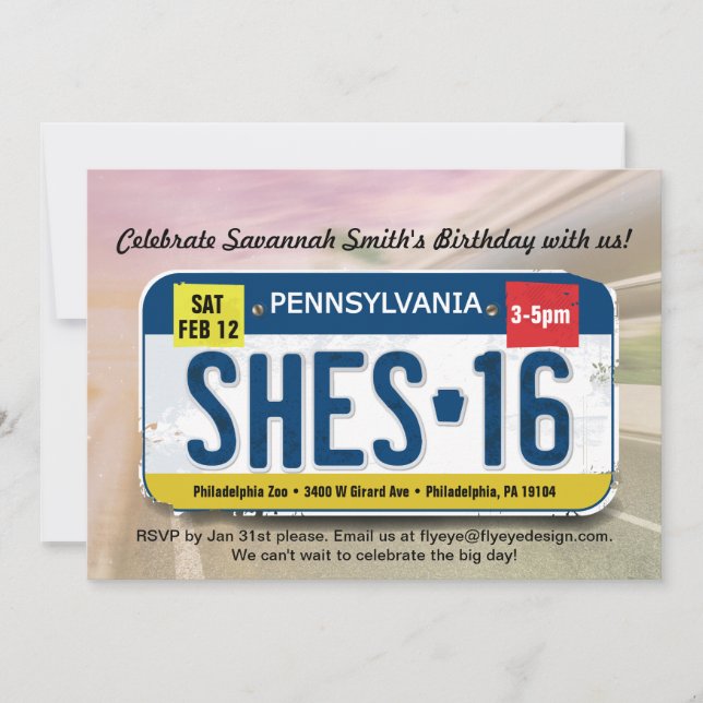 Convite 16º Aniversário da Pensilvânia (Frente)