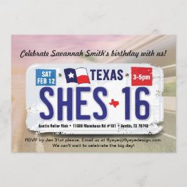 Convite 16º Aniversário do Texas License Invitation