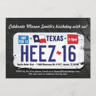 Convite 16º Aniversário do Texas License Invitation