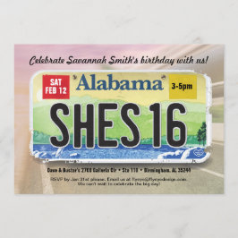 Convite 16º Bday Alabama License Invitation