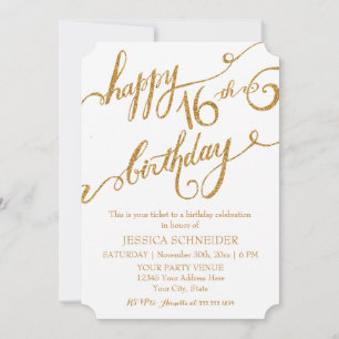 Convite 16º Bilhete de Festa de aniversário Doce Dezesse