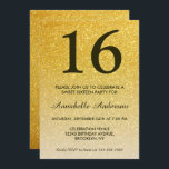 Convite 16.º aniversário do Elegante negro Dourado Ombre<br><div class="desc">Celebre a sua celebração de aniversário com este Convite à Carta de Aniversário do Glitter Glitter Dourado Glitter Glitter Glitter Clássico de Na moda Glam.</div>