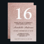 Convite 16.º Aniversário Glam Rosa Rosa Rosa Dourada Ombre<br><div class="desc">Celebre a sua celebração de aniversário com este Convite à Carta de Aniversário do Glam Na moda rosa Rosa Dourada Glitter Sparkle Ombre.</div>