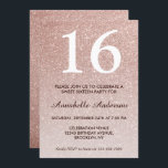 Convite 16.º Aniversário Glam Rosa Rosa Rosa Dourada Ombre<br><div class="desc">Celebre a sua celebração de aniversário com este Convite à Carta de Aniversário do Glam Na moda rosa Rosa Dourada Glitter Sparkle Ombre.</div>