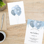 Convite 16 balões brancos azuis doces pingos de brilho<br><div class="desc">Um fundo branco. Decorado com pingos de brilho azul claro,  aparência de pingar tinta e balões. Personalize e um nome e detalhes da festa.</div>