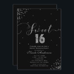 Convite 16 Canto de Confetti Negro e Silver<br><div class="desc">DOCE 16 Convites para Confetti Preto e Prata.</div>
