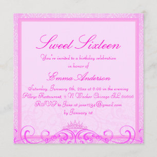 Convite 16 Doce Rosa Tiara Convidam