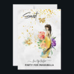 Convite *~* 16 DOCE SEXTA SÉRIE Dourada Sereia Foral Anive<br><div class="desc">* FESTA DE SURPRESA ENergeticamente Aprimorada Fantasia DOCE SEXTO E MODERNO MODERNO ESCURO AMARELO DOURADO Sereia com Cabelo Luminoso Negra Longo. Há muitas Flores Bonitas por aqui. Os números brilhantes de 16 GOLD FOIL BALLOON representam uma fantástica adição festiva ao seu Convite de aniversário Doce 16. Nossa Sereia não está...</div>