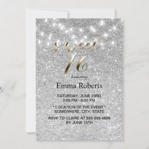 Convite 16 luzes modernas de cordas brilhantes de prata