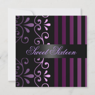 Convite 16 Suave De Roxo/Preto