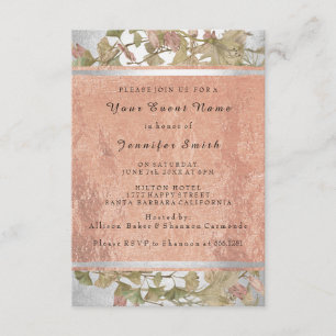 Convite 16o verde nupcial floral de prata de cobre Dourado