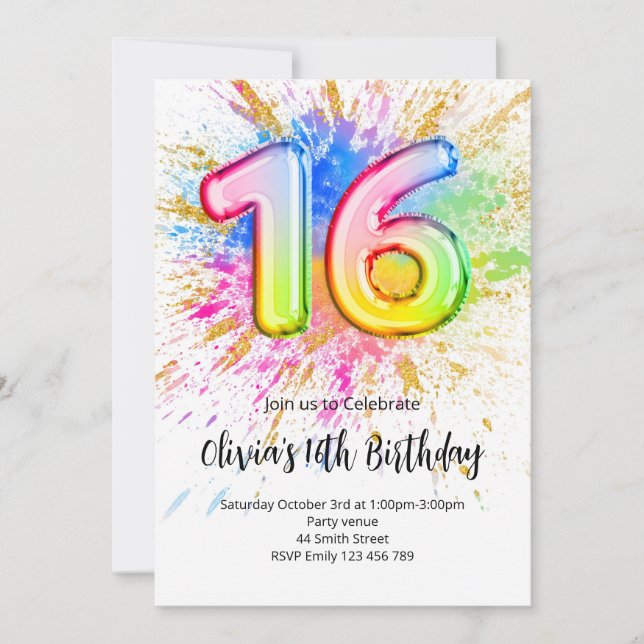 Convite 16th Birthday Invitation (Frente)