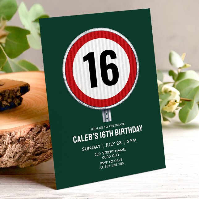 Convite 16th Birthday Speed Limit Sign - ANY AGE (Criador carregado)