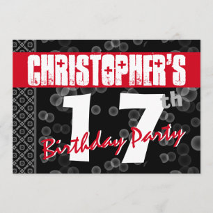 Convite 17º Aniversário Do Grunge Texto Para Ele A08