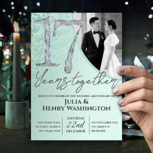 Convite 17 Anos de Aniversário de Casamento Verde
