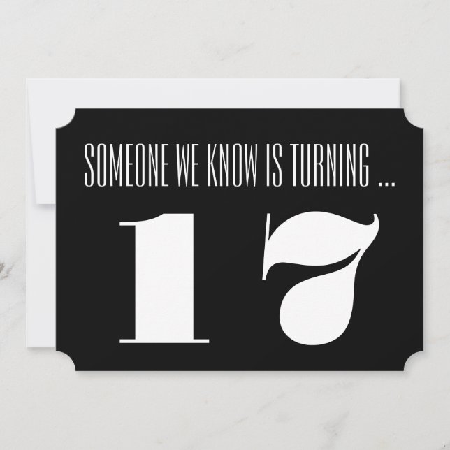 Convite 17o A festa de aniversário convida, preto e (Frente)