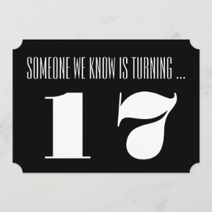 Convite 17o A festa de aniversário convida, preto e