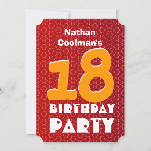 Convite 18º aniversário Estrelas Douradas Vermelhas Modern (Frente)