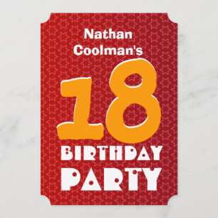 Convite 18º aniversário Estrelas Douradas Vermelhas Modern