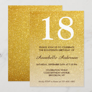 Convite 18º Aniversário Glam Amarelo Dourado Ombre