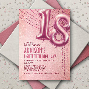 Convite 18º aniversário Rosa de adolescente Dourado
