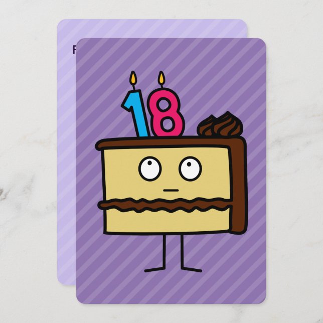 Convite 18º Bolo de Aniversário com Velas (Frente/Verso)