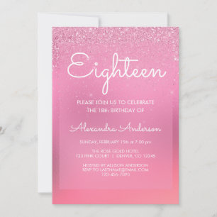 Convite 18.º Aniversário da Glitter Glitter Girly Foil R