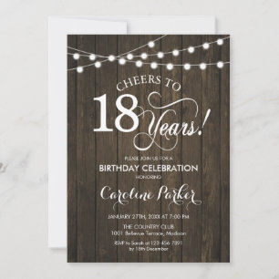 Convite 18.º Aniversário - Padrão Rústico de Madeira