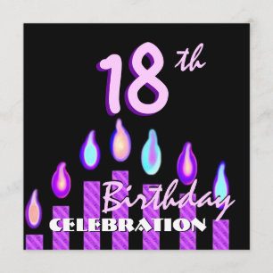 Convite 18.a Festa de aniversário - Velas riscadas roxas
