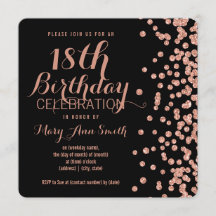 18. Rosa de aniversário Faux Glitter Confetti Blac