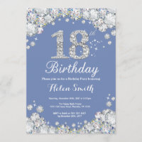 18o Diamante azul e de prata do aniversário