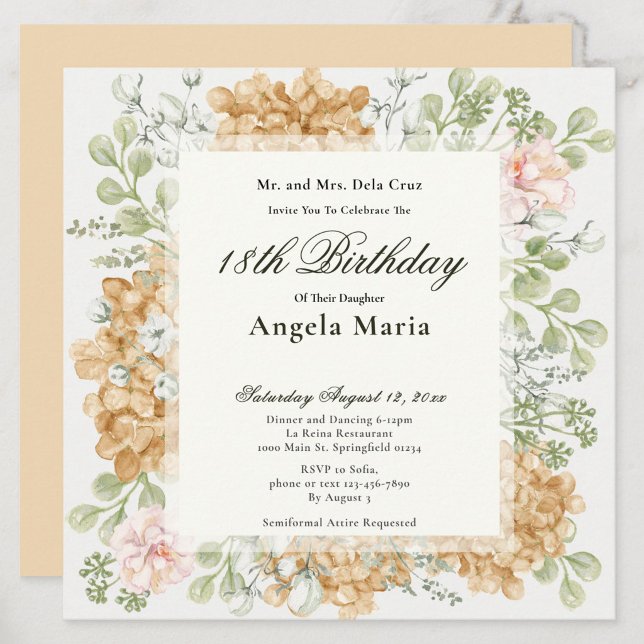 Convite 18th Birthday Invitation in Elegant Autumn Colors (Criador carregado)