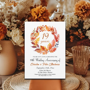 Convite 19º aniversário de casamento Fall Floral Garland