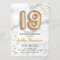 19º aniversário - Efeito Marble dos Balões Dourado