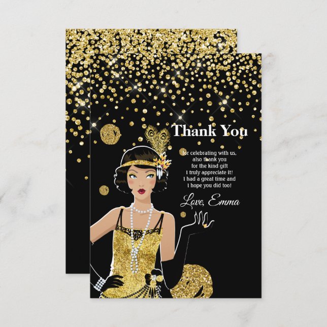 Convite 1920 flapper girl gatsby , Art Deco (Frente/Verso)