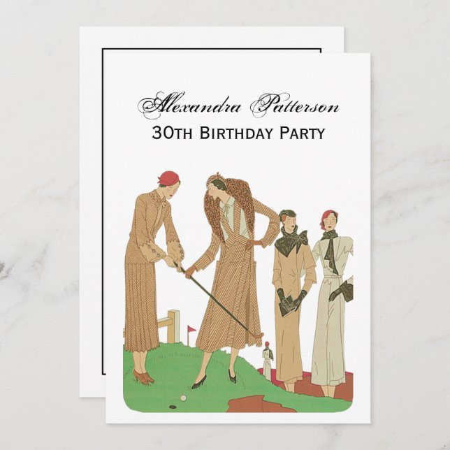 Convite 1920 Moda Moda Moda Movendo Golfe (Frente/Verso)