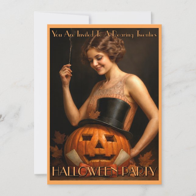 Convite 1920's Flapper Halloween Party Invitation  (Frente)