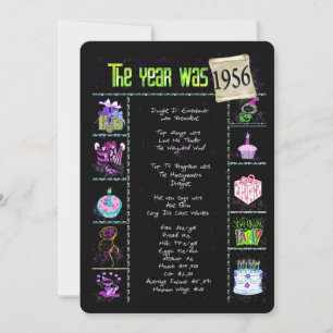 Convite 1956 do ano do aniversário