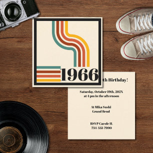Convite 1966 60º Aniversário Listra Retro Vintage 